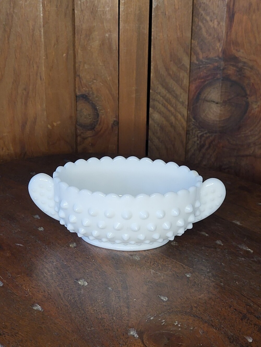 Fenton Hobnail Milk Glass Oval Bowl